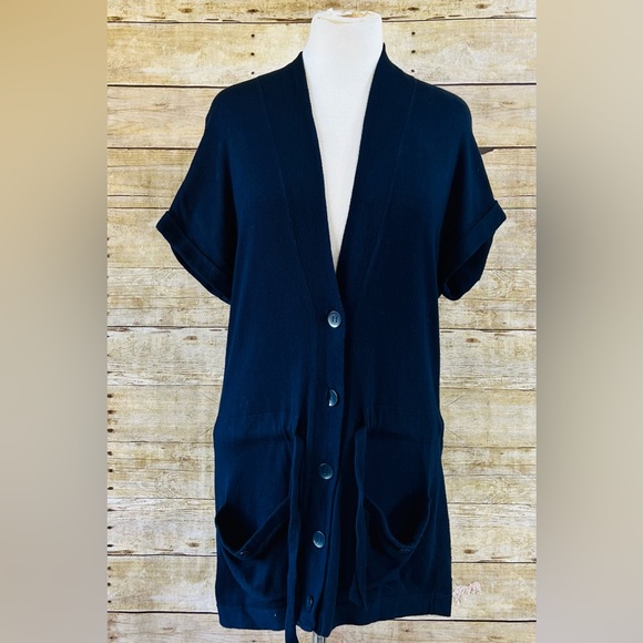 Ann Taylor Size Small Navy Blue Button-Up Cardigan - Picture 3 of 8